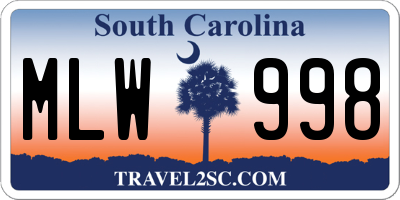 SC license plate MLW998