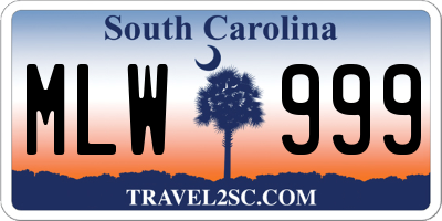 SC license plate MLW999