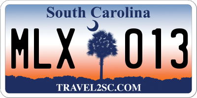 SC license plate MLX013