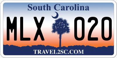 SC license plate MLX020