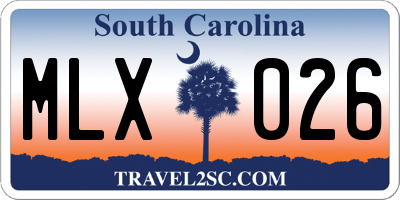 SC license plate MLX026