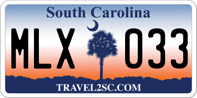 SC license plate MLX033