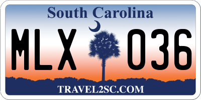 SC license plate MLX036