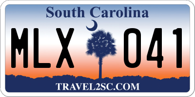 SC license plate MLX041