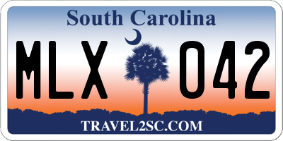 SC license plate MLX042
