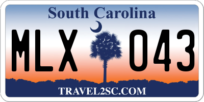 SC license plate MLX043
