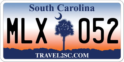 SC license plate MLX052