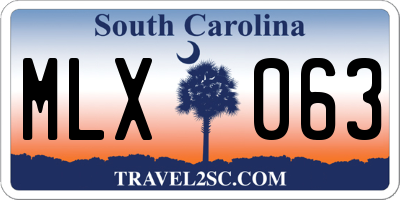 SC license plate MLX063