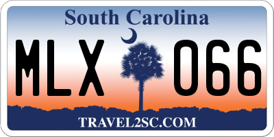 SC license plate MLX066