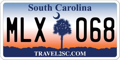 SC license plate MLX068
