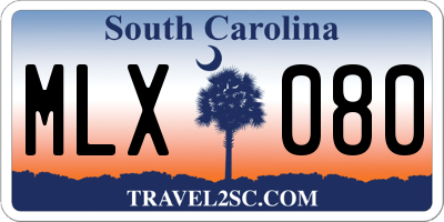 SC license plate MLX080