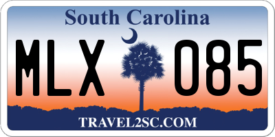 SC license plate MLX085
