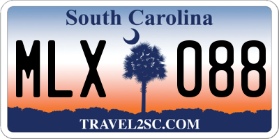 SC license plate MLX088