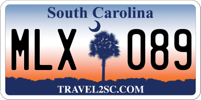 SC license plate MLX089
