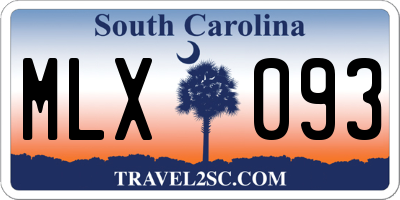 SC license plate MLX093