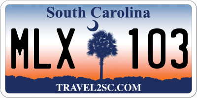 SC license plate MLX103