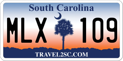 SC license plate MLX109