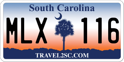 SC license plate MLX116