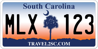 SC license plate MLX123