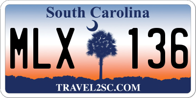 SC license plate MLX136