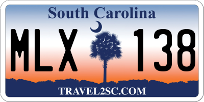 SC license plate MLX138