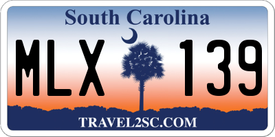 SC license plate MLX139
