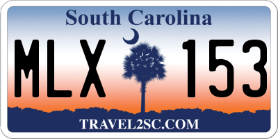 SC license plate MLX153