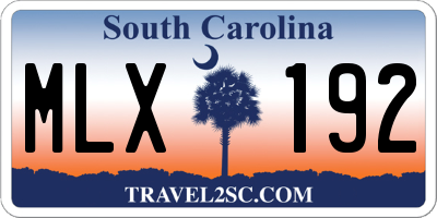 SC license plate MLX192
