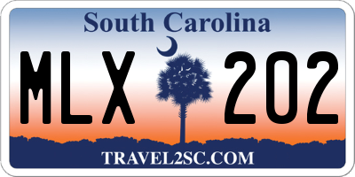 SC license plate MLX202