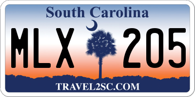 SC license plate MLX205