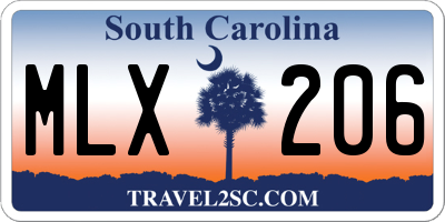 SC license plate MLX206