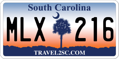 SC license plate MLX216