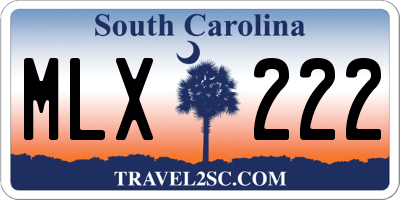 SC license plate MLX222