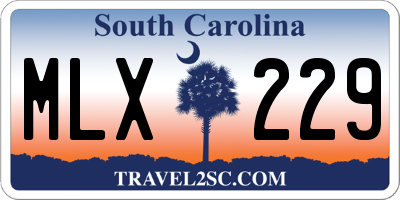 SC license plate MLX229
