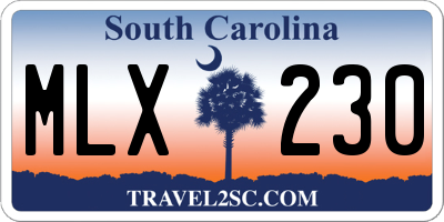 SC license plate MLX230