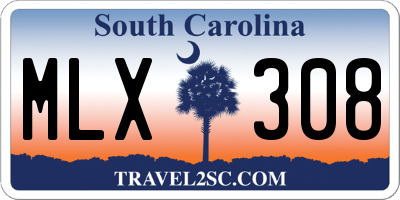 SC license plate MLX308