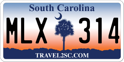SC license plate MLX314