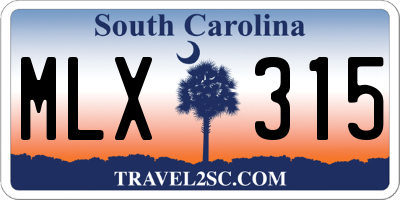 SC license plate MLX315