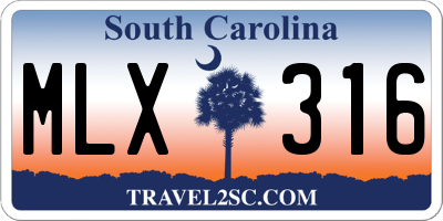 SC license plate MLX316