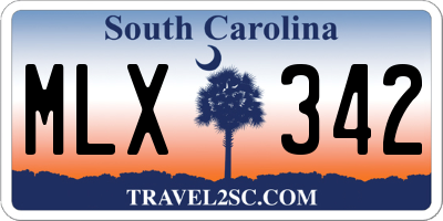 SC license plate MLX342
