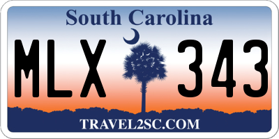 SC license plate MLX343