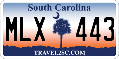 SC license plate MLX443