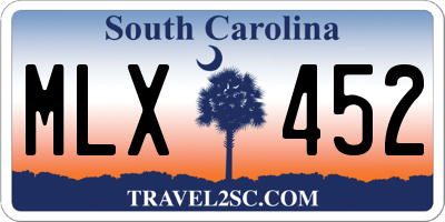SC license plate MLX452