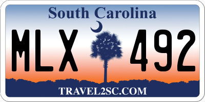 SC license plate MLX492
