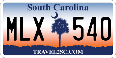 SC license plate MLX540