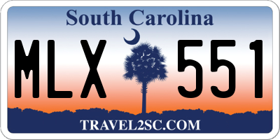 SC license plate MLX551