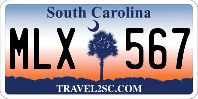 SC license plate MLX567