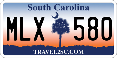 SC license plate MLX580