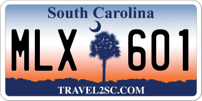 SC license plate MLX601