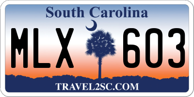 SC license plate MLX603